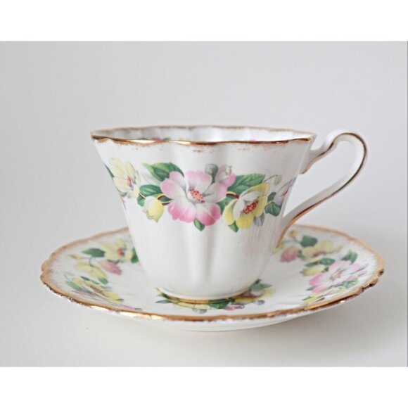 Vintage Royal Stafford Teacup and Saucer Floral Bone China Tea Cup - Picture 1 of 6